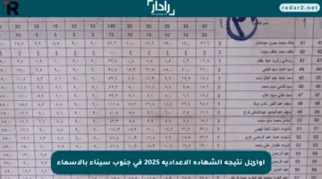 أوائل نتيجة الشهادة الإعدادية 2025 في جنوب سيناء بالأسماء